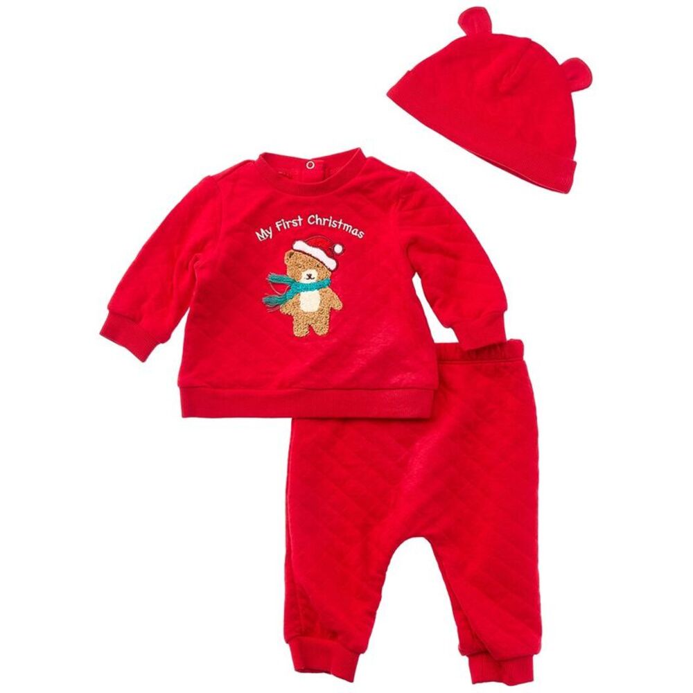 Little Me Girls  Holiday Bear Set, Red